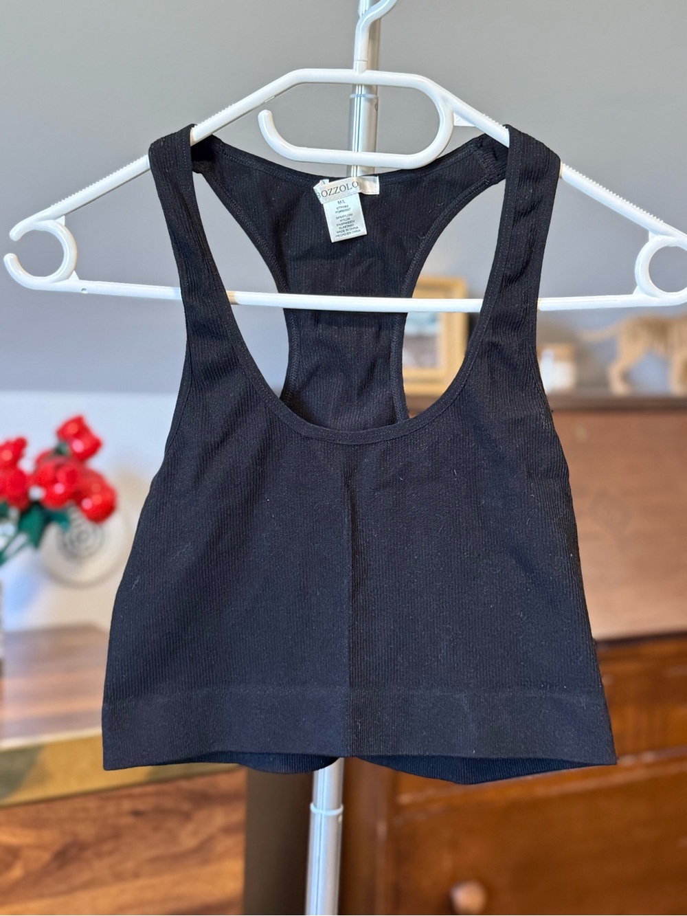 Bozzolo Black Ribbed Tank Top